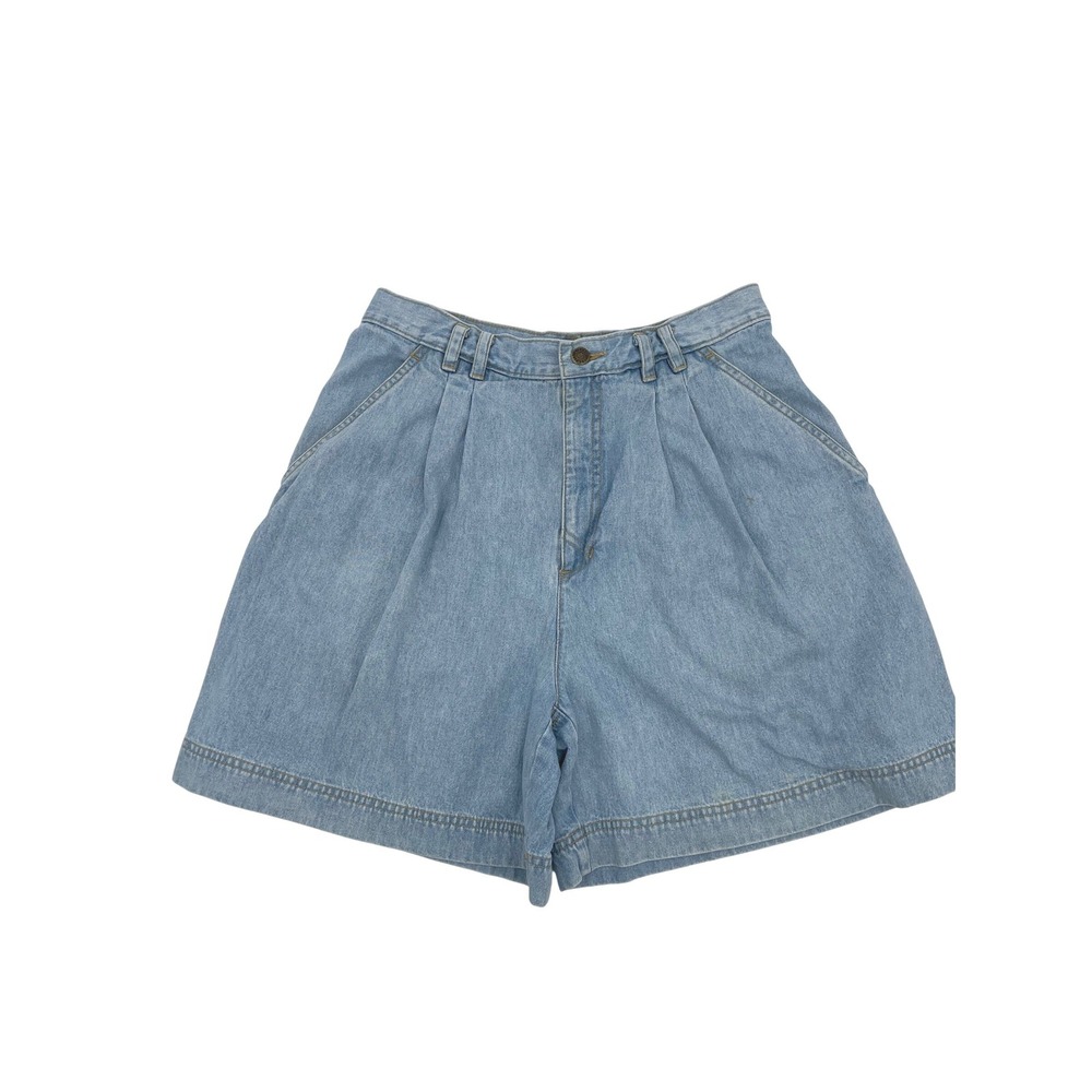 Lizwear Denim Shorts Womens 12 Blue Cotton Vintage Pleated High Waist Boho Y2K